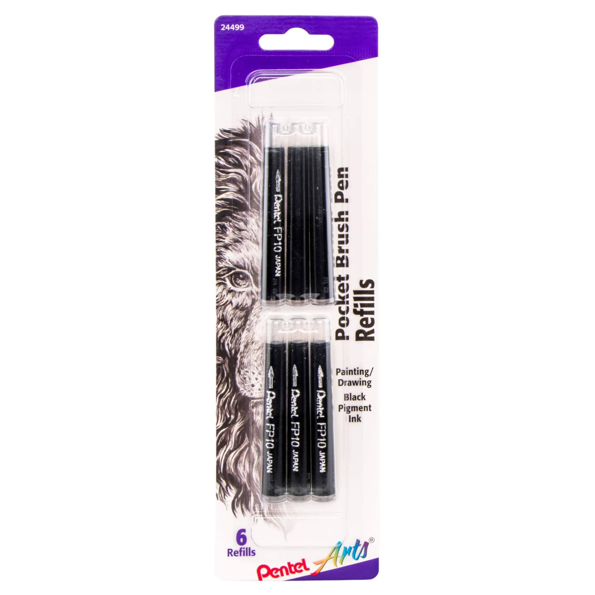 Pentel Arts® Black Pocket Brush Pen Refill, 6ct.
